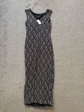 NWT Elegant Black Lace Overlay Sequined Dress